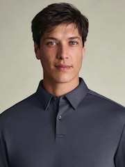 Charles Tyrwhitt Purple Long Sleeve Cotton Polo Shirt - Image 4 of 8