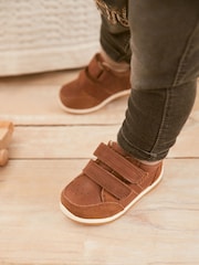 Tan Brown Standard Fit (F) Touch Fastening Leather First Walker Baby Shoes - Image 5 of 13