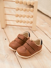 Tan Brown Standard Fit (F) Touch Fastening Leather First Walker Baby Shoes - Image 8 of 13