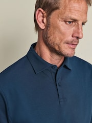 Petrolblau - Charles Tyrwhitt Langarm-Polo-Shirt aus Baumwoll-Stretch-Smart-Piqué - Bild 2 von 6