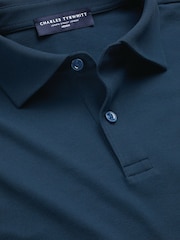 Petrolblau - Charles Tyrwhitt Langarm-Polo-Shirt aus Baumwoll-Stretch-Smart-Piqué - Bild 5 von 6