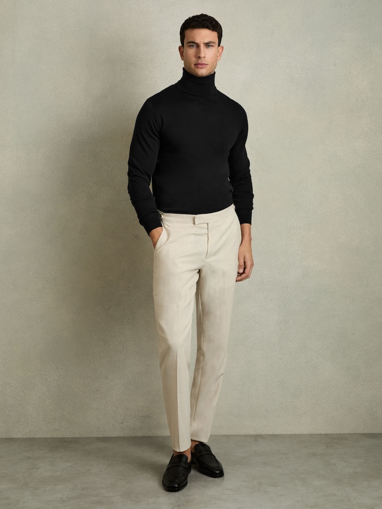 Reiss Black Caine Slim Fit Merino Wool Roll Neck Jumper - Image 3 of 6