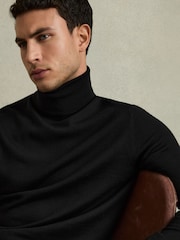 Черный - Джемпер из мериносовой шерсти с высоким воротом Reiss Caine - Image 4 of 6