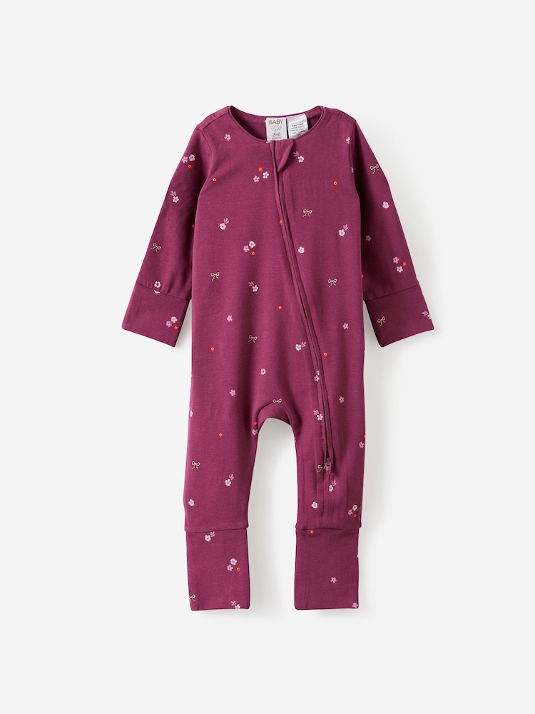 Cotton On Purple Growie Long Sleeve Zip Romper - Image 1 of 3