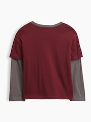 Gap Red/Grey Graphic Long Sleeve T-Shirt (6mths-5yrs) - Image 2 of 3