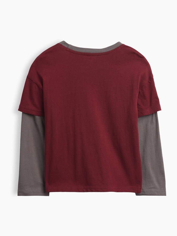 Gap Red/Grey Graphic Long Sleeve T-Shirt (6mths-5yrs) - Image 2 of 3