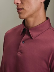 Charles Tyrwhitt Pink 100% Cotton Plain Long Sleeve Jersey Polo Shirt - Image 3 of 6
