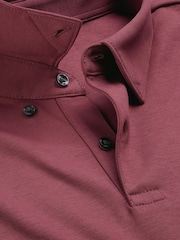 Charles Tyrwhitt Pink 100% Cotton Plain Long Sleeve Jersey Polo Shirt - Image 5 of 6