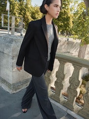 BHOEM Black Tailored Oversize Blazer With Wool & Stripes Folded Cuff Detail - Image 4 of 5