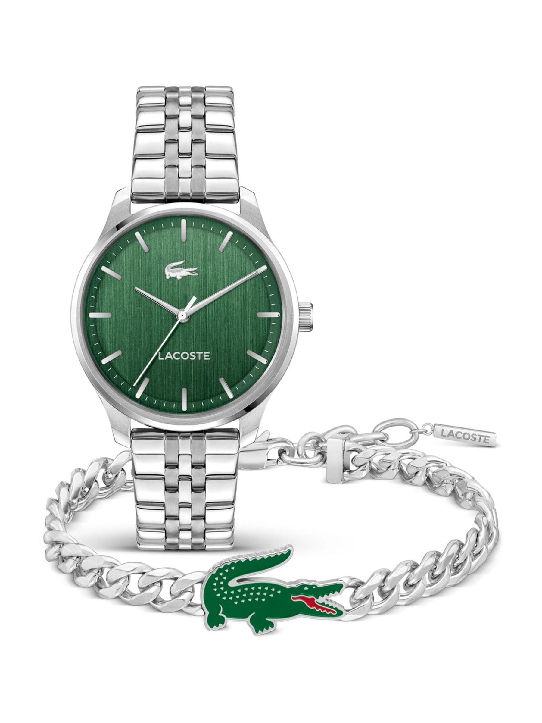 Lacoste Men's Lisbon Green Dial Stainless Steel Bracelet Watch & Matching Bracelet Gift Set - Image 2