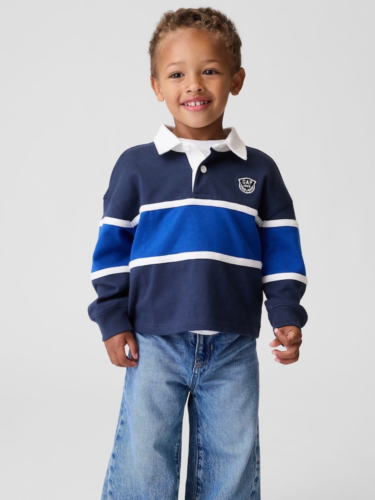 Gap Navy/Blue Colourblock Rugby Polo Shirt (6mths-5yrs) - Image 1 of 4