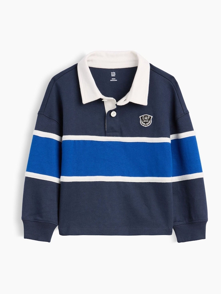 Gap Navy/Blue Colourblock Rugby Polo Shirt (6mths-5yrs) - Image 2 of 4