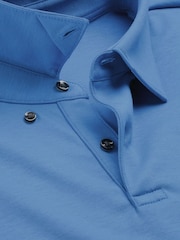Charles Tyrwhitt Blue Long Sleeve Cotton Polo Shirt - Image 4 of 5