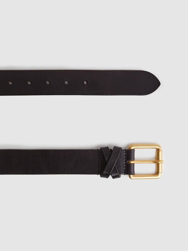Reiss Black Annie Leather Buckle Belt - Image 2 of 4