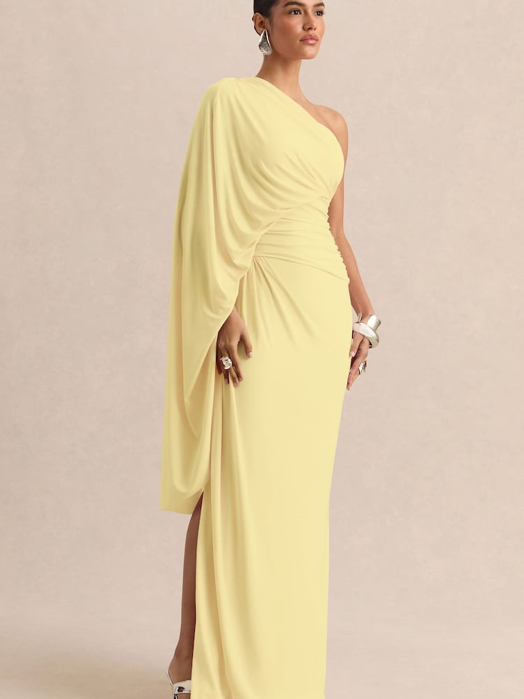 Club L London Yellow Sabella | Lemon Asymmetric-Neck Maxi Dress - Image 6 of 6 Club L London Yellow Sabella | Lemon Asymmetric-Neck Maxi Dress - Image 6 of 6