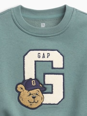Teal Green - Gap Vintage φούτερ με λογότυπο varsity (6μηνών-5ετών) - Εικόνα 4 από 4