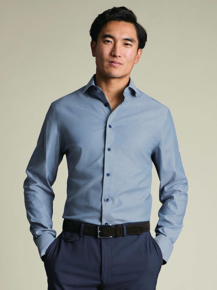 Charles Tyrwhitt Blue Steel Non-Iron Stretch Floral Printed Trim Slim Fit Shirt - Image 1 of 8 Charles Tyrwhitt Blue Steel Non-Iron Stretch Floral Printed Trim Slim Fit Shirt - Image 1 of 8