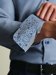Charles Tyrwhitt Blue Steel  Non-Iron Stretch Floral Printed Trim Slim Fit Shirt - Image 4 of 8