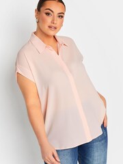 Yours Curve Pink Button Through Shirt - Image 1 of 4