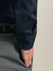 Charles Tyrwhitt Blue Non-iron Stretch Floral Printed Trim Sf Shirt - Image 2 of 7