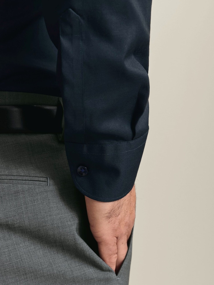 Charles Tyrwhitt Blue Non-iron Stretch Floral Printed Trim Sf Shirt - Image 2 of 7 Charles Tyrwhitt Blue Non-iron Stretch Floral Printed Trim Sf Shirt - Image 2 of 7