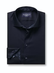Charles Tyrwhitt Blue Non-iron Stretch Floral Printed Trim Sf Shirt - Image 5 of 7