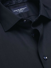 Charles Tyrwhitt Blue Non-iron Stretch Floral Printed Trim Sf Shirt - Image 6 of 7