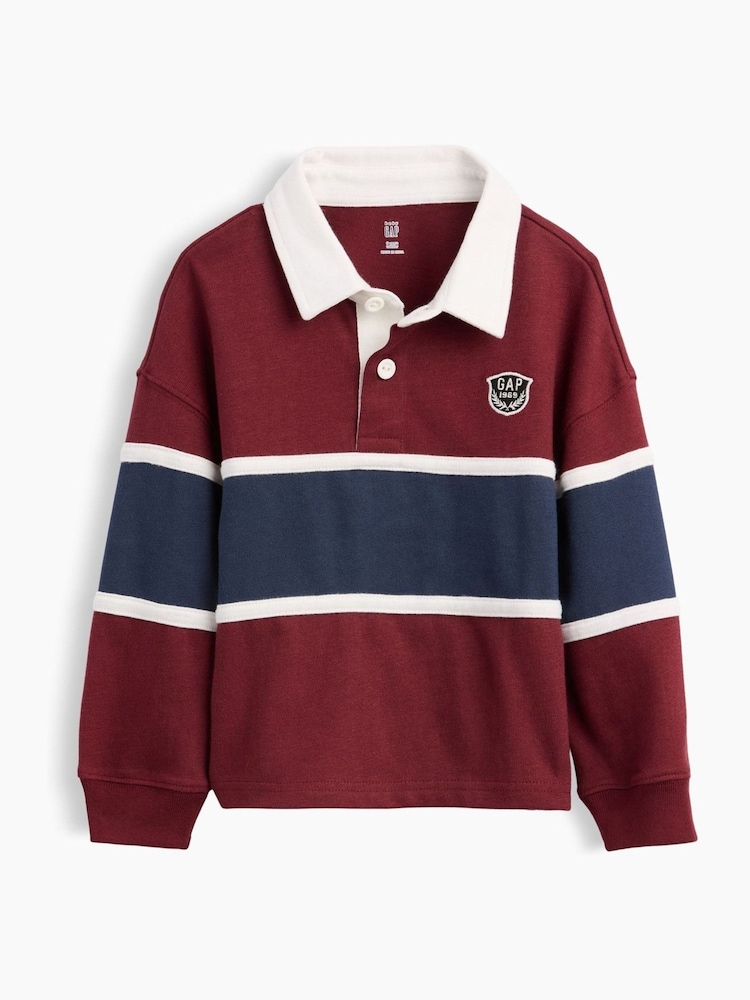 Gap Red/Blue Colourblock Rugby Polo Shirt (6mths-5yrs) - Image 1 of 3