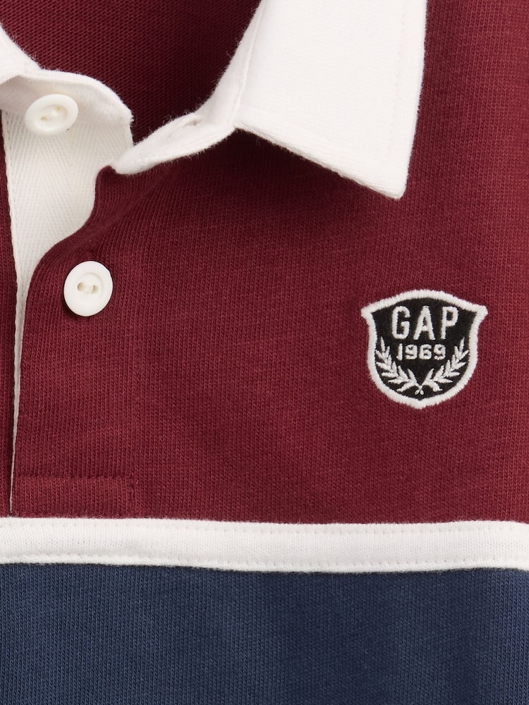 Gap Red/Blue Colourblock Rugby Polo Shirt (6mths-5yrs) - Image 3 of 3
