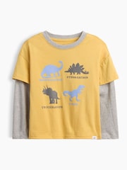 Gap Yellow Dinosaur Graphic Long Sleeve T-Shirt (6mths-5yrs) - Image 1 of 3