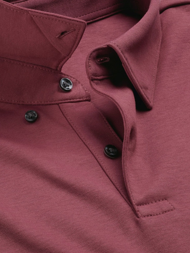 Charles Tyrwhitt Red Long Sleeve Cotton Stretch Smart Pique Polo Shirt - Image 6 of 6 Charles Tyrwhitt Red Long Sleeve Cotton Stretch Smart Pique Polo Shirt - Image 6 of 6