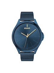 HUGO Blue IP Mesh Bracelet Watch - Image 1 of 3