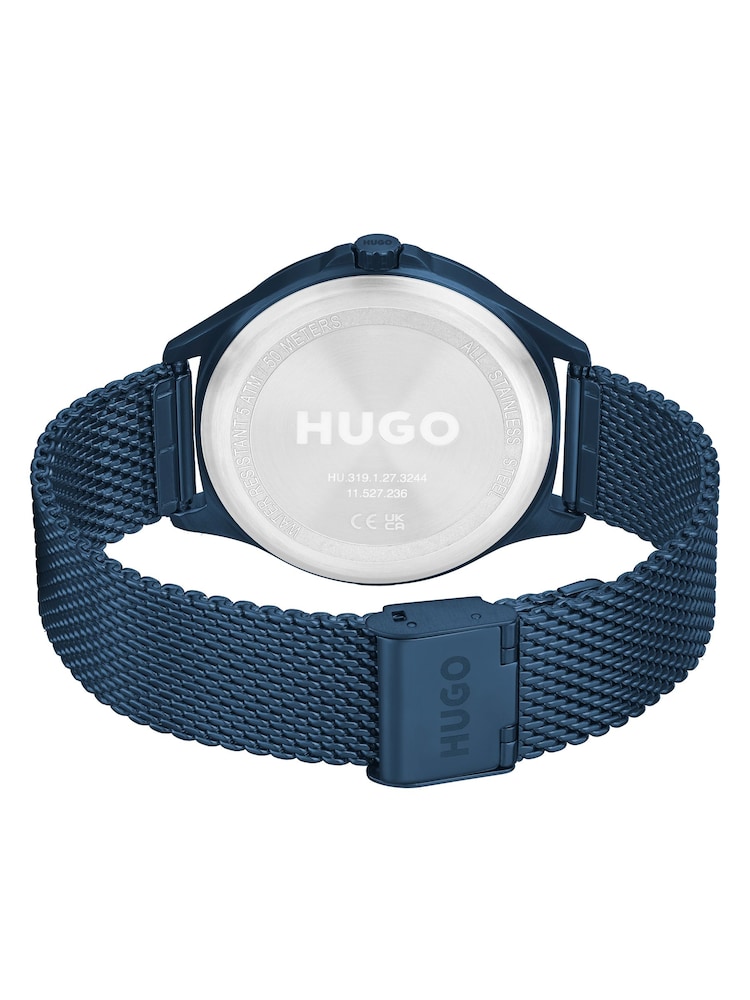 HUGO Blue IP Mesh Bracelet Watch - Image 2 of 3