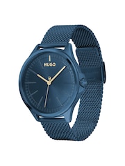HUGO Blue IP Mesh Bracelet Watch - Image 3 of 3