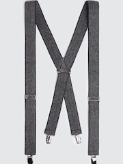 MOSS Grey Herringbone Tweed Clip-On Braces - Image 1 of 2