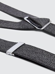 MOSS Grey Herringbone Tweed Clip-On Braces - Image 2 of 2