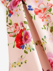 Baker by Ted Baker Pink Satin Floral Dress - Image 8 of 8