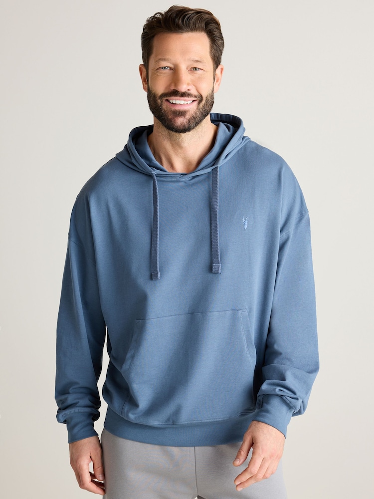 Blau - Leichter Oversize-Hoodie mit Reißverschluss - Bild 1 von 8