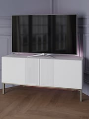 Frank Olsen White Iona 2 Door Corner TV Unit with Smart Features - Image 1 of 7