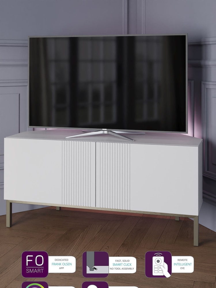Frank Olsen White Iona 2 Door Corner TV Unit with Smart Features - Image 2 of 7
