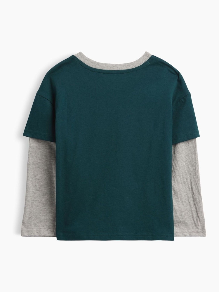 Gap Green/Grey Digger Graphic Long Sleeve T-Shirt (6mths-5yrs) - Image 2 of 3