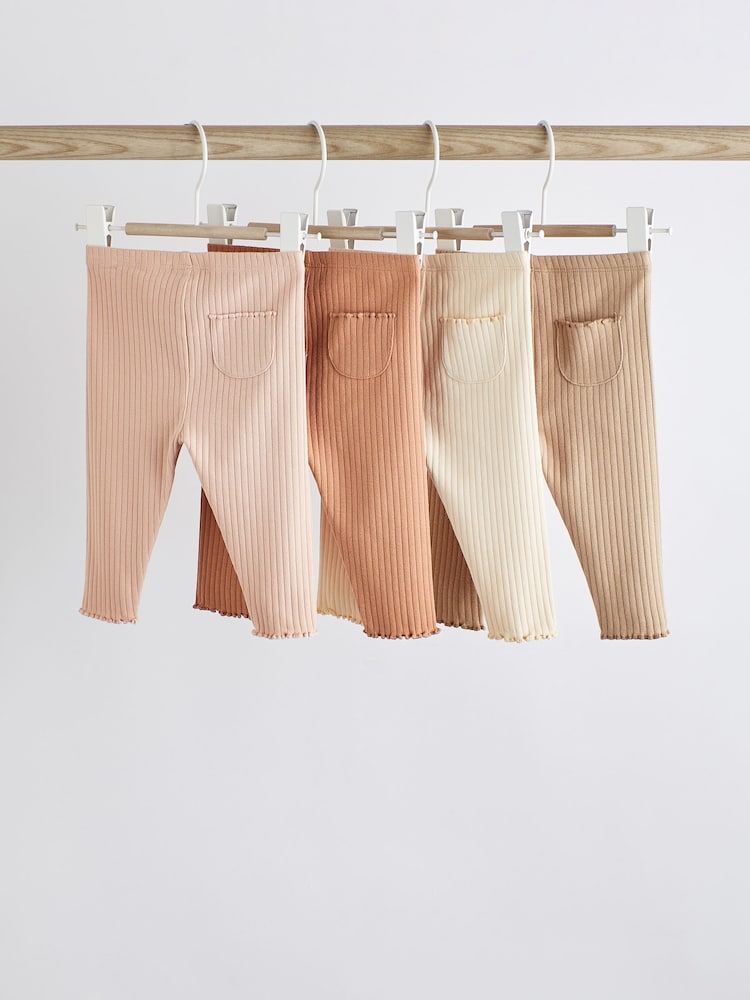 Rostbraun/Creme - Baby-Leggings im 4er-Pack - Bild 2 von 7