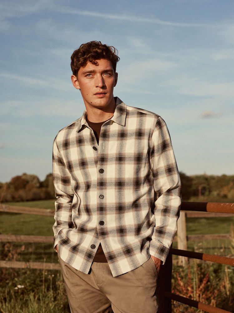 Black/White Textured Check Shacket - Image 1 of 8