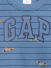 Gap Beige Stripe Dachshund VintageSoft Varsity Logo Sweatshirt (6mths-5yrs) - Image 3 of 3