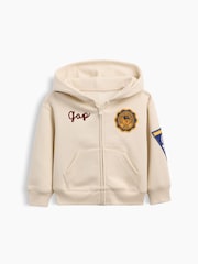 Gap Cream Vintage Soft Varsity Logo Zip-Up Hoodie (6mths-5yrs) - Image 1 of 2