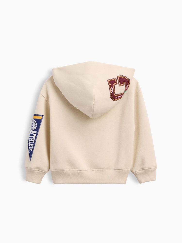 Gap Cream Vintage Soft Varsity Logo Zip-Up Hoodie (6mths-5yrs) - Image 2 of 2