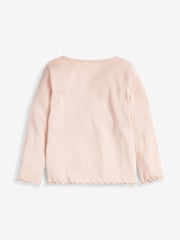 Pale Pink T-Shirt Cotton Rich Long Sleeve Rib T-Shirt (3mths-7yrs) - Image 2 of 3