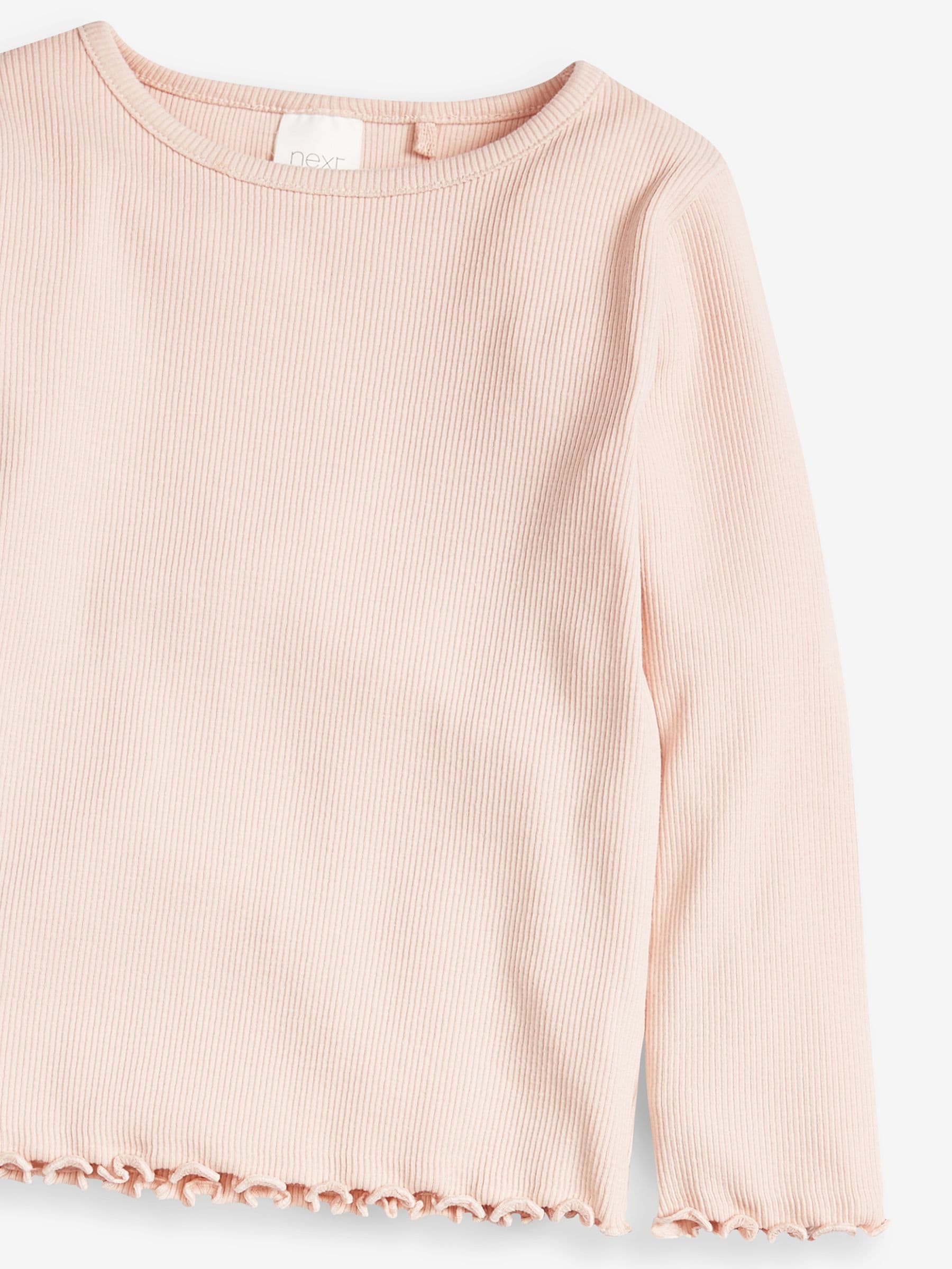 Next：日本 薄いピンク - コットンリッチ 長袖 リブ Tシャツ（3