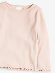 Pale Pink T-Shirt Cotton Rich Long Sleeve Rib T-Shirt (3mths-7yrs) - Image 3 of 3