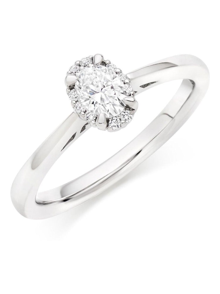 Beaverbrooks 18ct Diamond Oval Shaped Halo Ring - Image 1 of 5